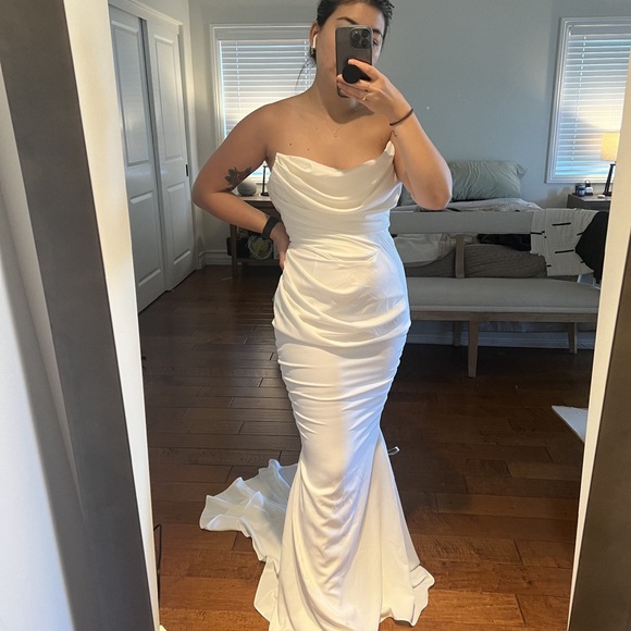 House of CB Dresses House Of Cb Esmee Ivory Draped Strapless Bridal